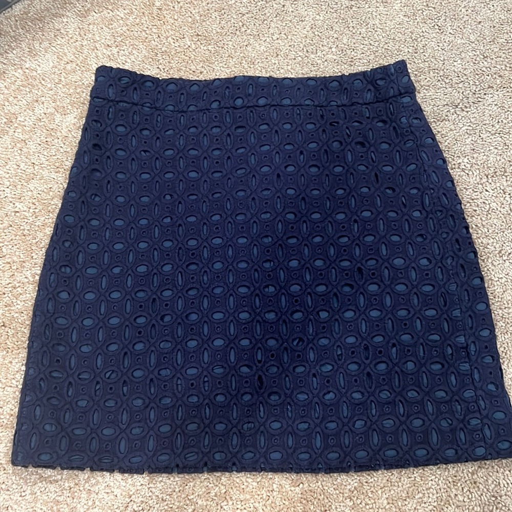 J Crew Navy Blue Eyelet Mini Skirt